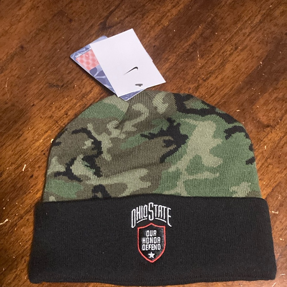NWT Nike Ohio State Buckeyes 2024 Terra Military Cuff Knit Beanie - Green - Picture 4 of 13